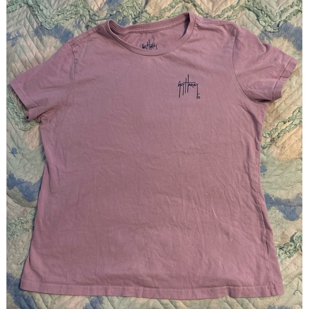 Guy Harvey Women's Lavender Angel Fish‎ Short Sleeve Graphic Tee, Large